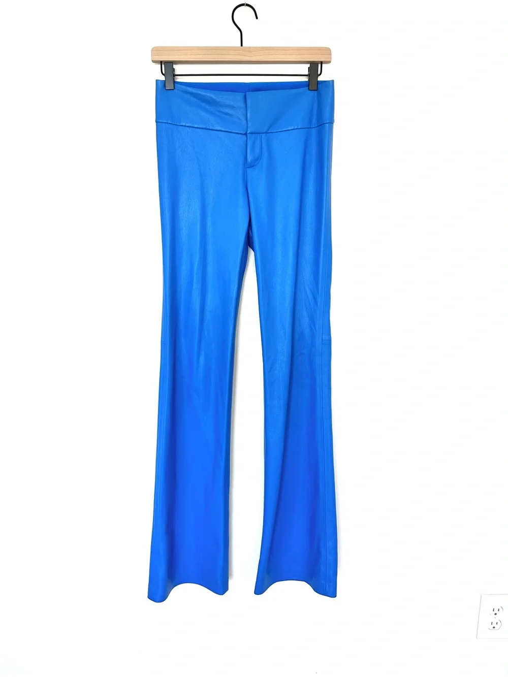 Alice + Olivia Electric Cobalt Blue Faux Leather Bootcut Pants - Picture 4 of 14